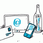 Brief, Computer, Smartphone, Flaschenpost